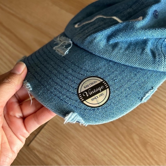 New KBEthos Vintage Denim Distressed Superior Baseball Cap - Picture 2 of 8